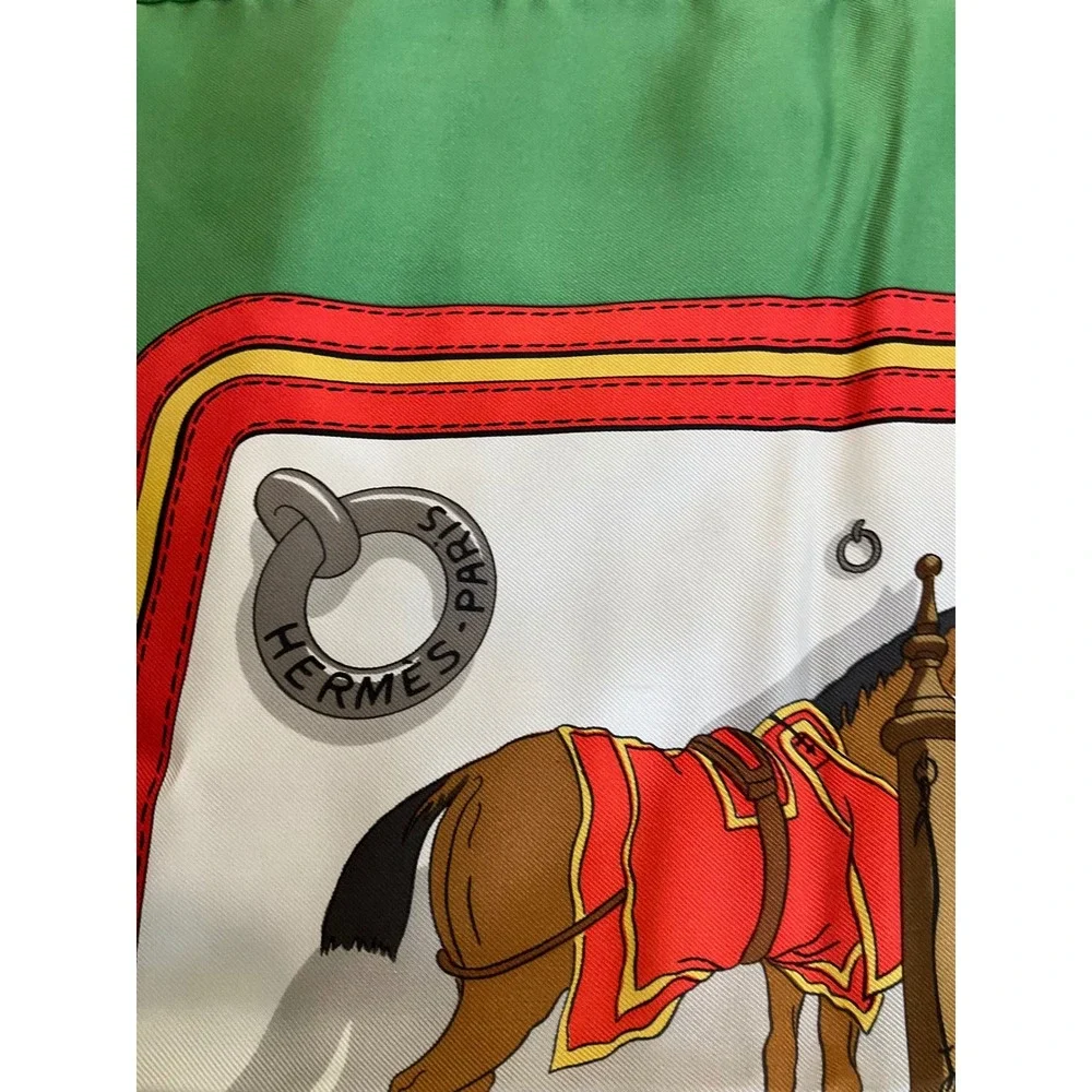 Hermès Carré Ecuries Silk Scarf Stables‎ Green Equestrian Horse Stalls Heritage